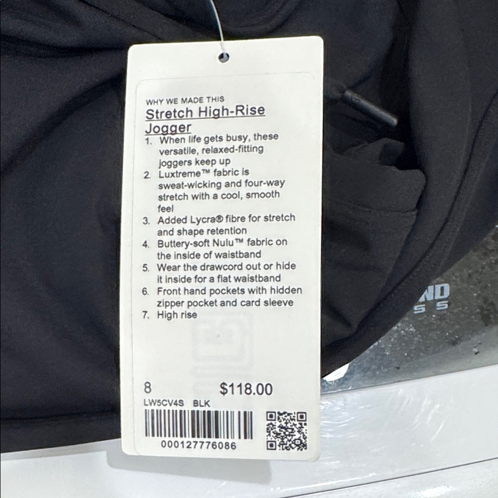 Lululemon Athletica Black Stretch High-Rise Jogger